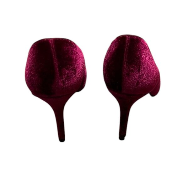 APT.9 Burgundy Velvet Pointed Toe Stiletto Heels Women's Size 9 Elegant Evening - Picture 4 of 8